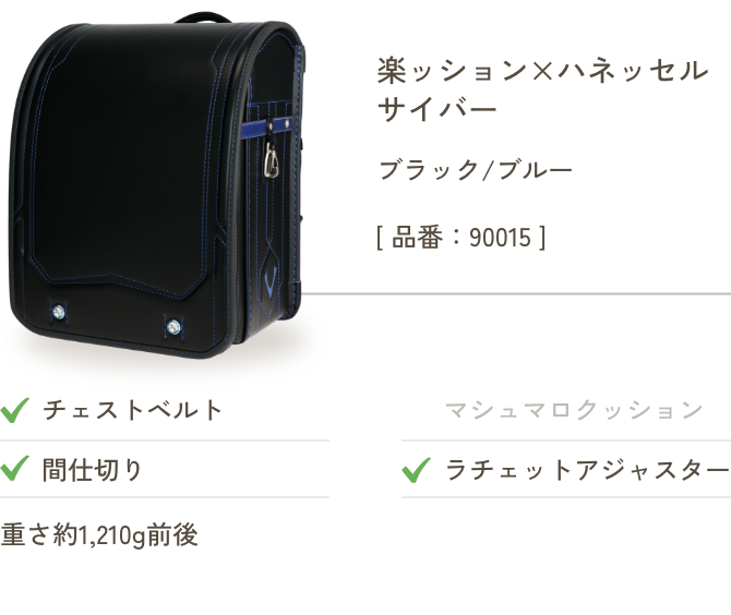 楽ッション×ハネッセル サイバー ブラック/ブルー