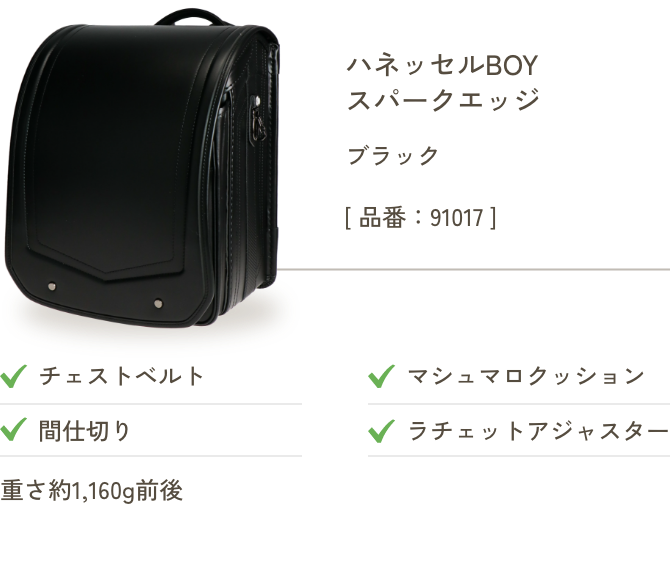 ハネッセルBOY スパークエッジ ブラック