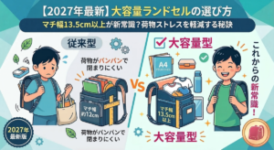 【2027年最新】大容量ランドセルの選び方｜マチ幅13.5cm以上が新常識？荷物ストレスを軽減する秘訣
